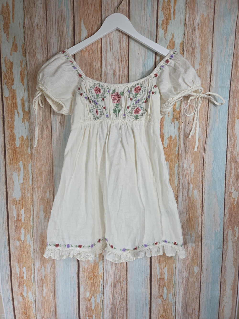 Urban Outfitters Kimchi Blue Marcella Embroidered Tie-Back Mini Dress. Size S - Picture 2 of 5